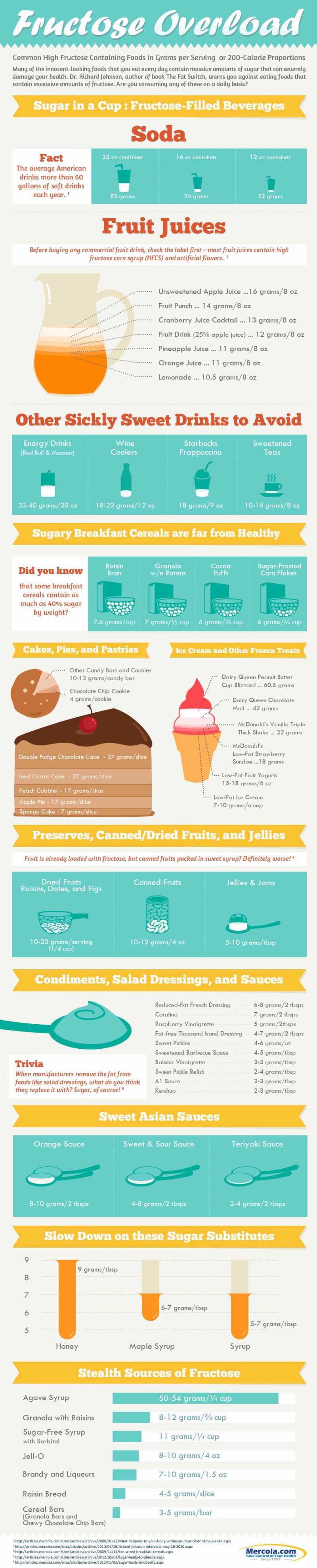 Foods High in Sugar - Fructose Overload Infographic