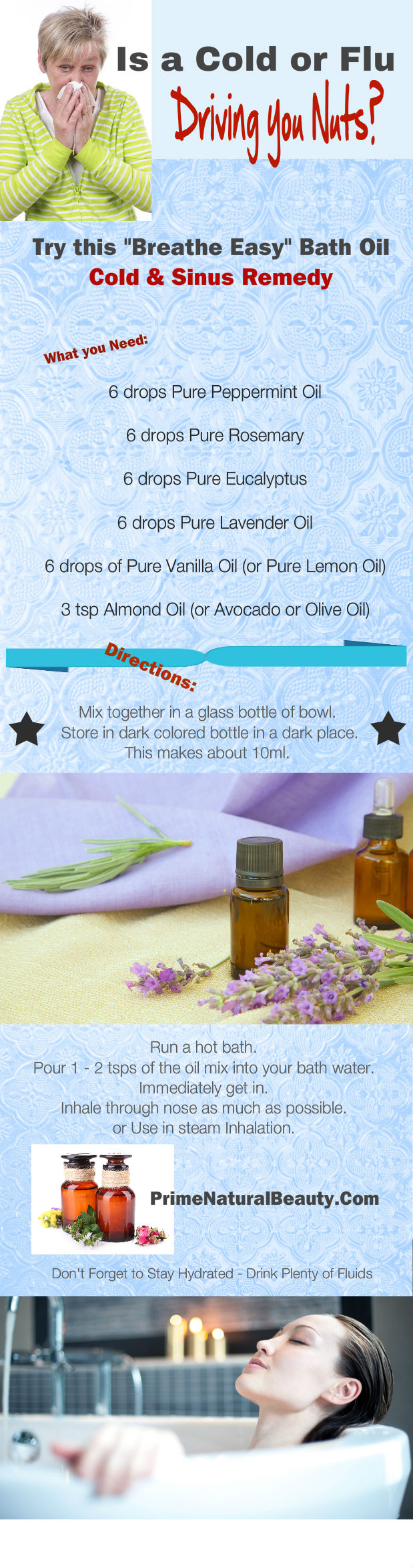 Cold and Flu Remedy Bath Oil infographic