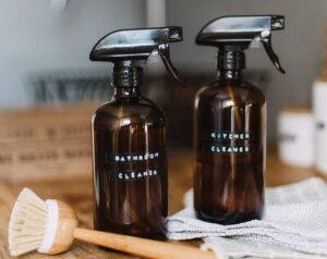 Homemade bathroom cleaner and kitchen cleaner.